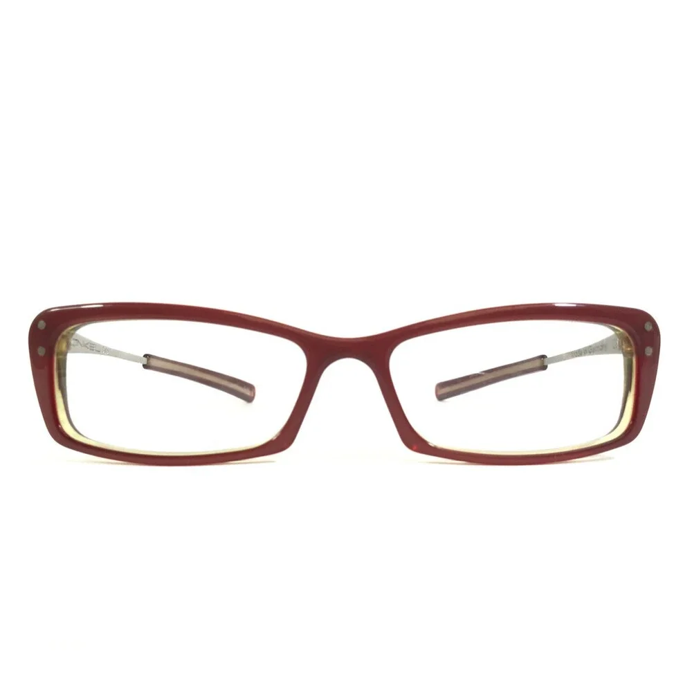 Onkel Eyeglasses Frames Buto Col. 31 Red on Green Silver Rectangle 50-15-140